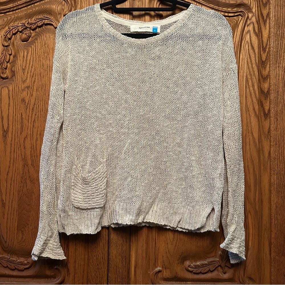 Sparrow linen blend knit pullover sz S